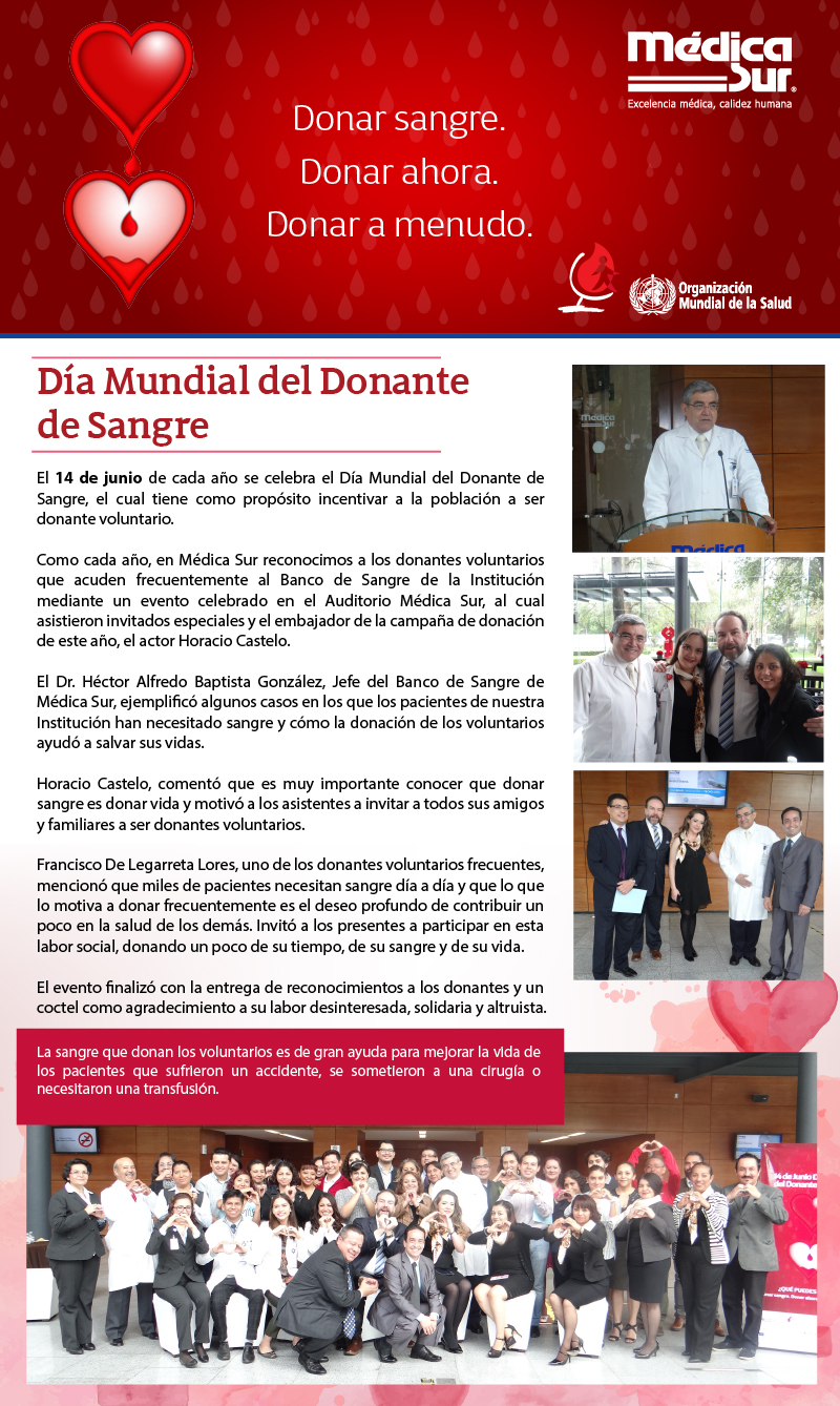 Reseña del evento con motivo del Día Mundial del Donante de Sangre 2017